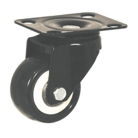 גלגל PVC שחור בורג + מעצור